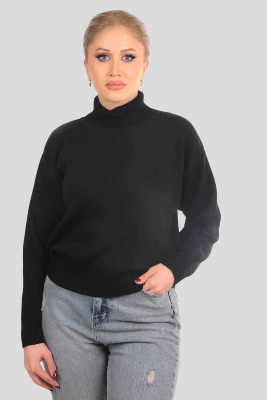 4225 Balıkçı Yaka Basic Kazak Siyah - 2