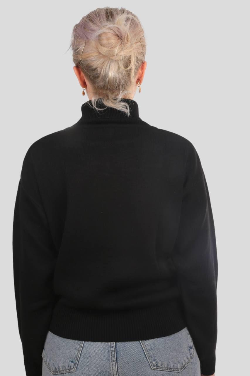 4225 Balıkçı Yaka Basic Kazak Siyah - 4