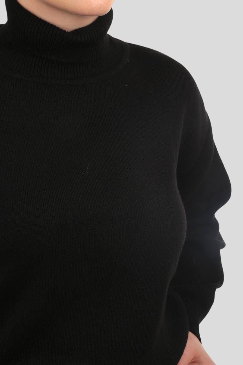 Siyah Balıkçı Yaka Basic Kazak 4225 - 3