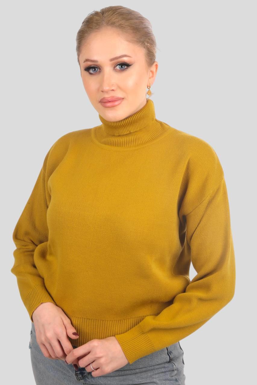 4225 Balıkçı Yaka Basic Kazak Yağ Yeşili - 1