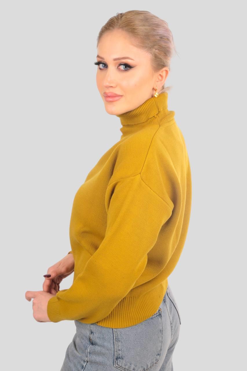 4225 Balıkçı Yaka Basic Kazak Yağ Yeşili - 2