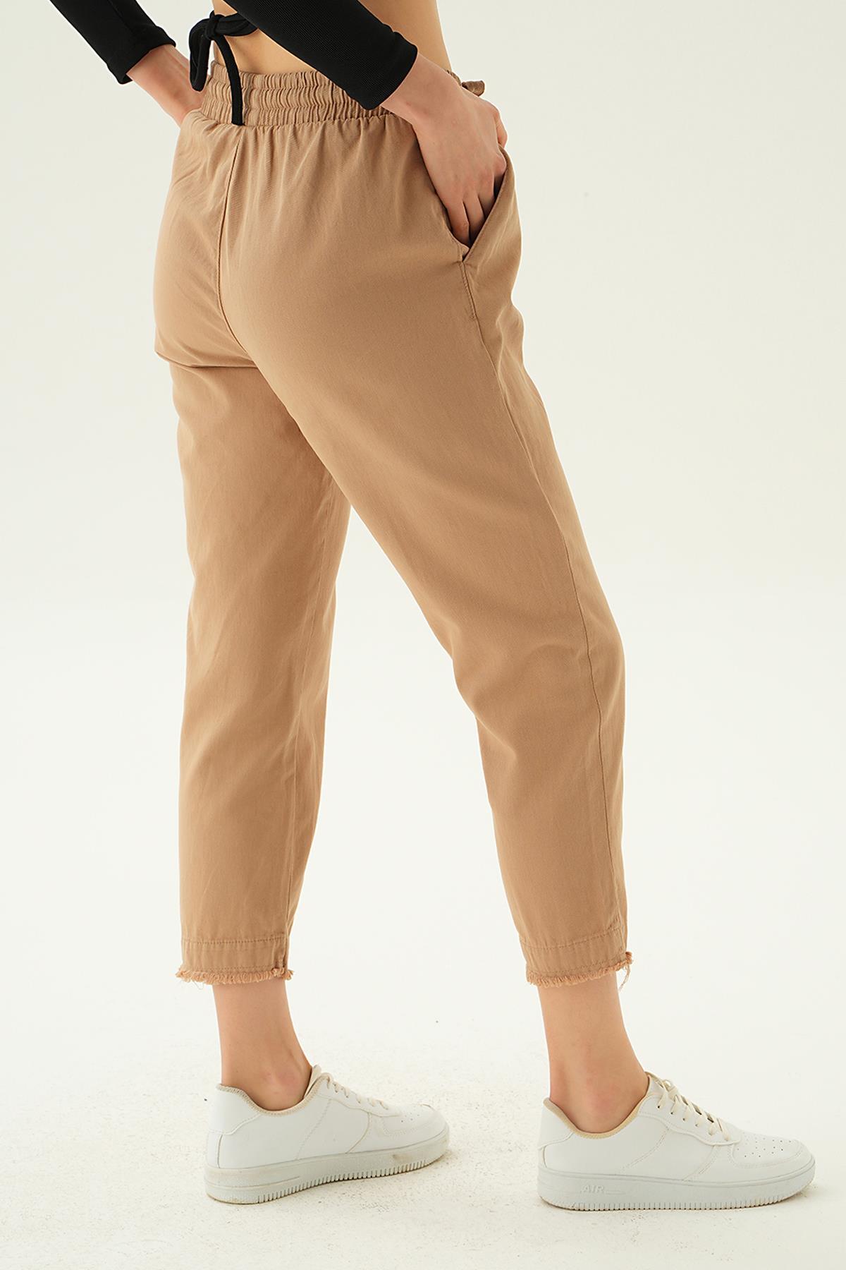 4228 Paça Püskül Pantolon Camel - 2