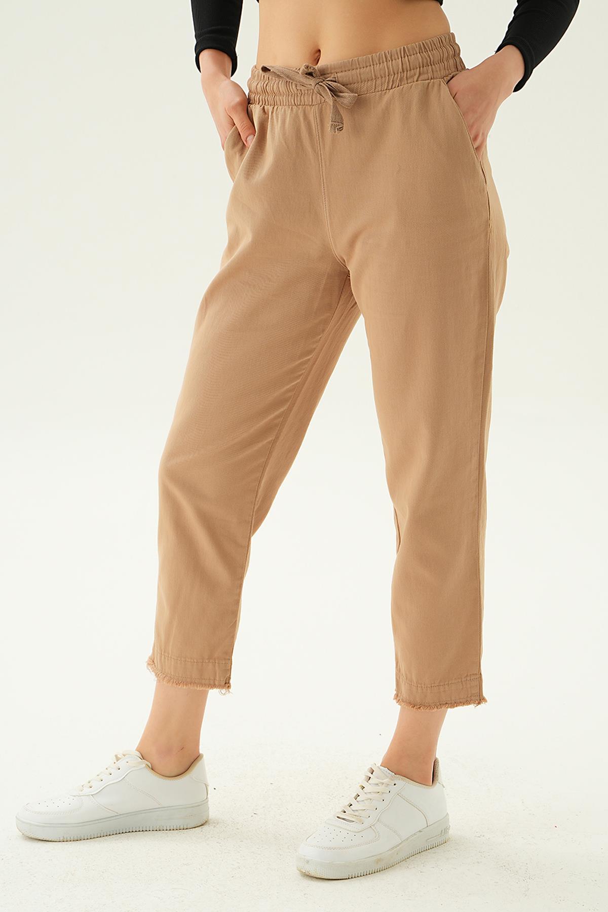 4228 Paça Püskül Pantolon Camel - 4