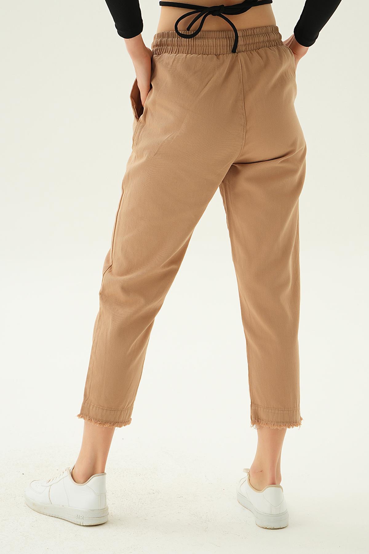 4228 Paça Püskül Pantolon Camel - 3