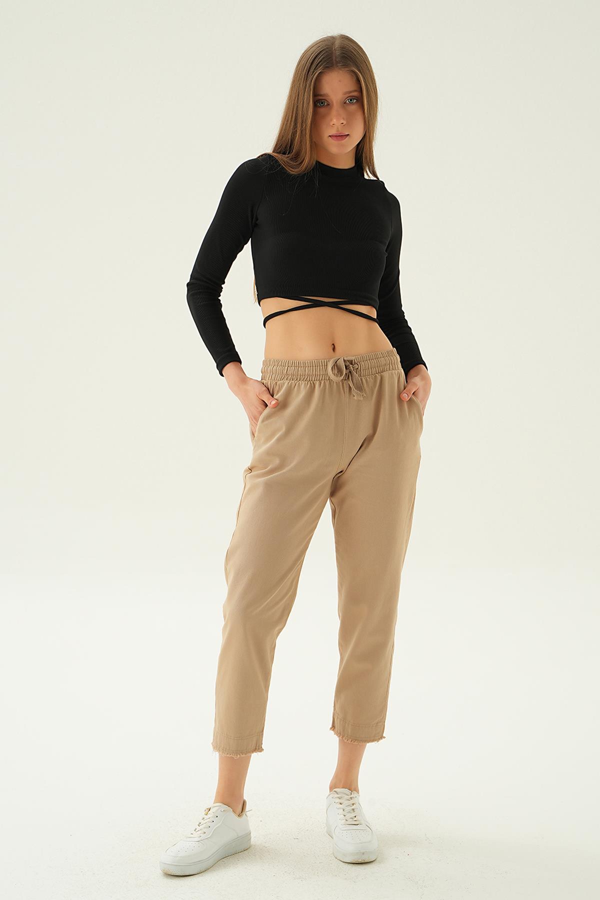 Koyu Taş Paça Püskül Pantolon 4228 - 6