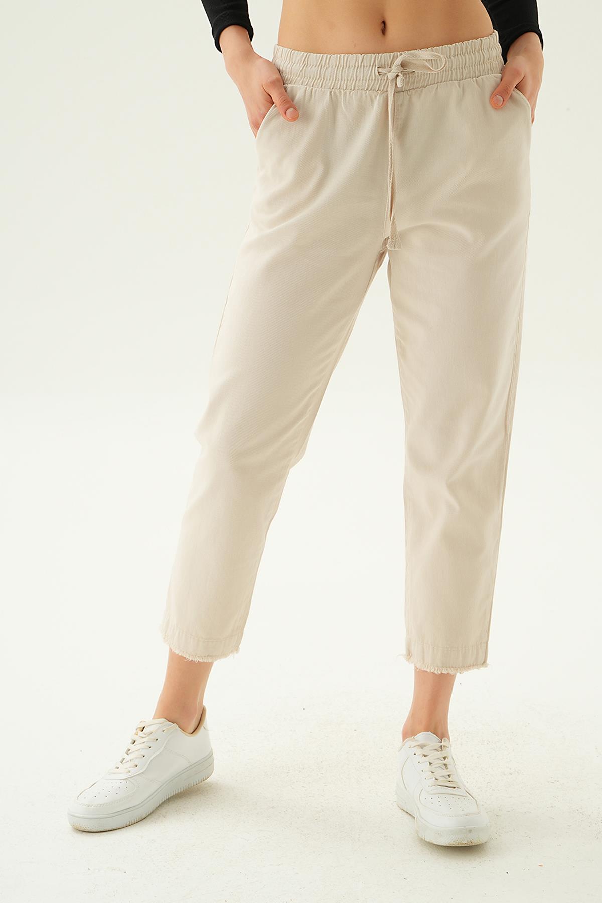 Paça Püskül Pantolon 4228 Taş - 3
