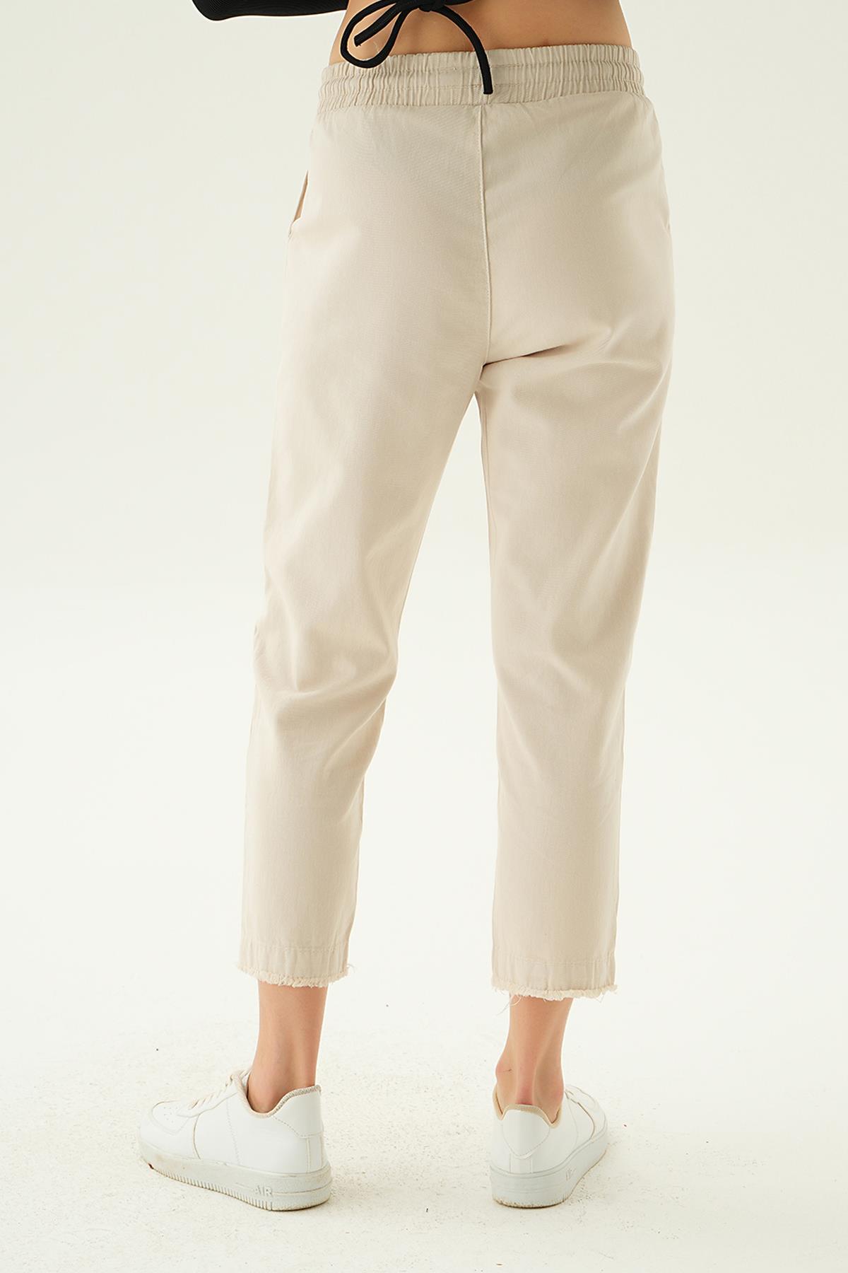 Paça Püskül Pantolon 4228 Taş - 5