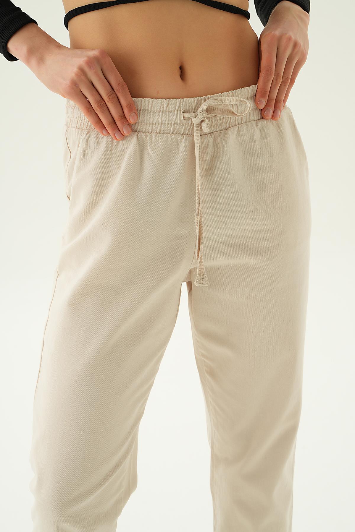 Paça Püskül Pantolon 4228 Taş - 6