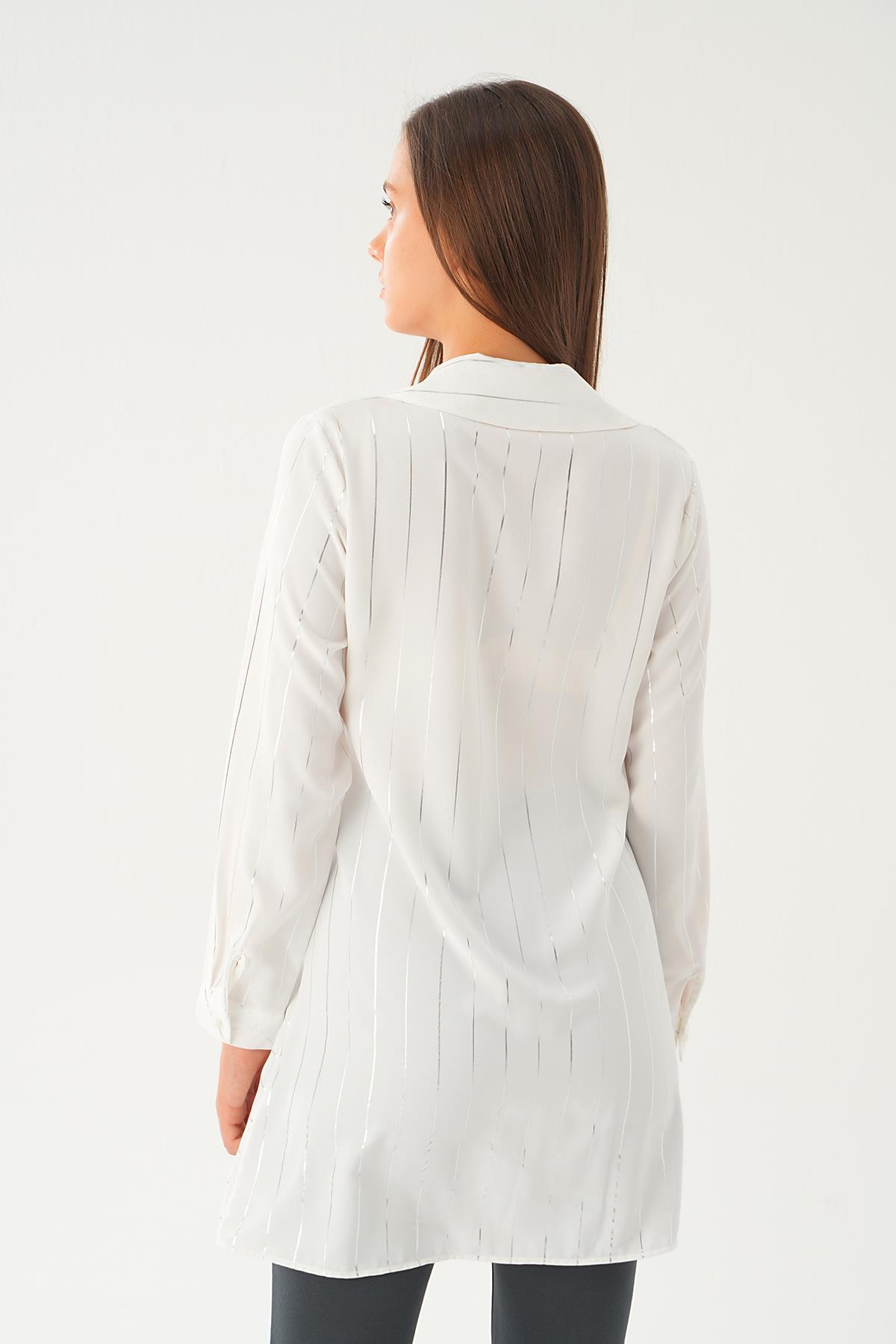Beyaz Çizgi Detay Salaş Tunik 4232A - 5