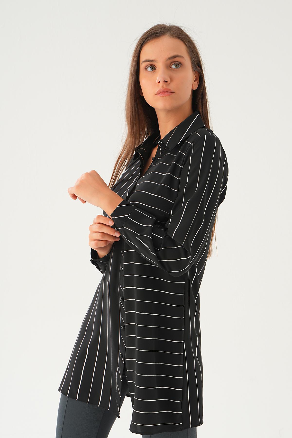 Siyah Çizgi Detay Salaş Tunik 4232A - 3