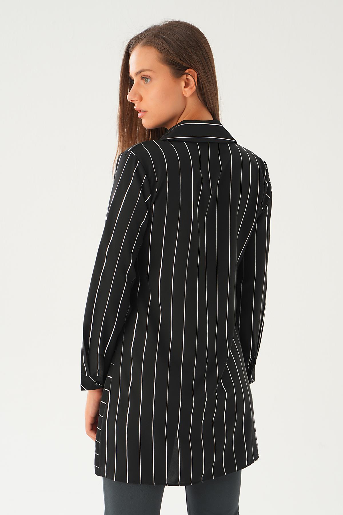 Siyah Çizgi Detay Salaş Tunik 4232A - 5