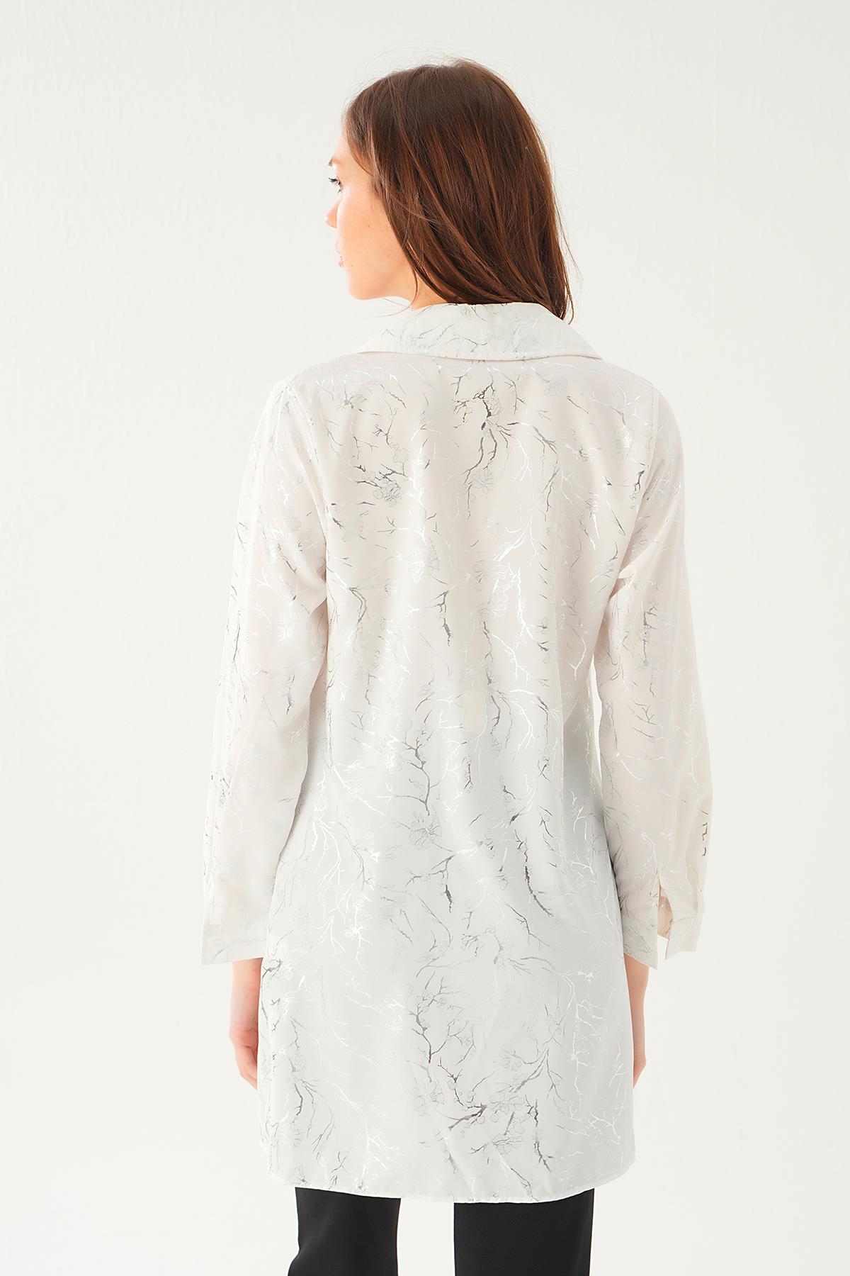 Beyaz Desenli Salaş Tunik 4233A - 4