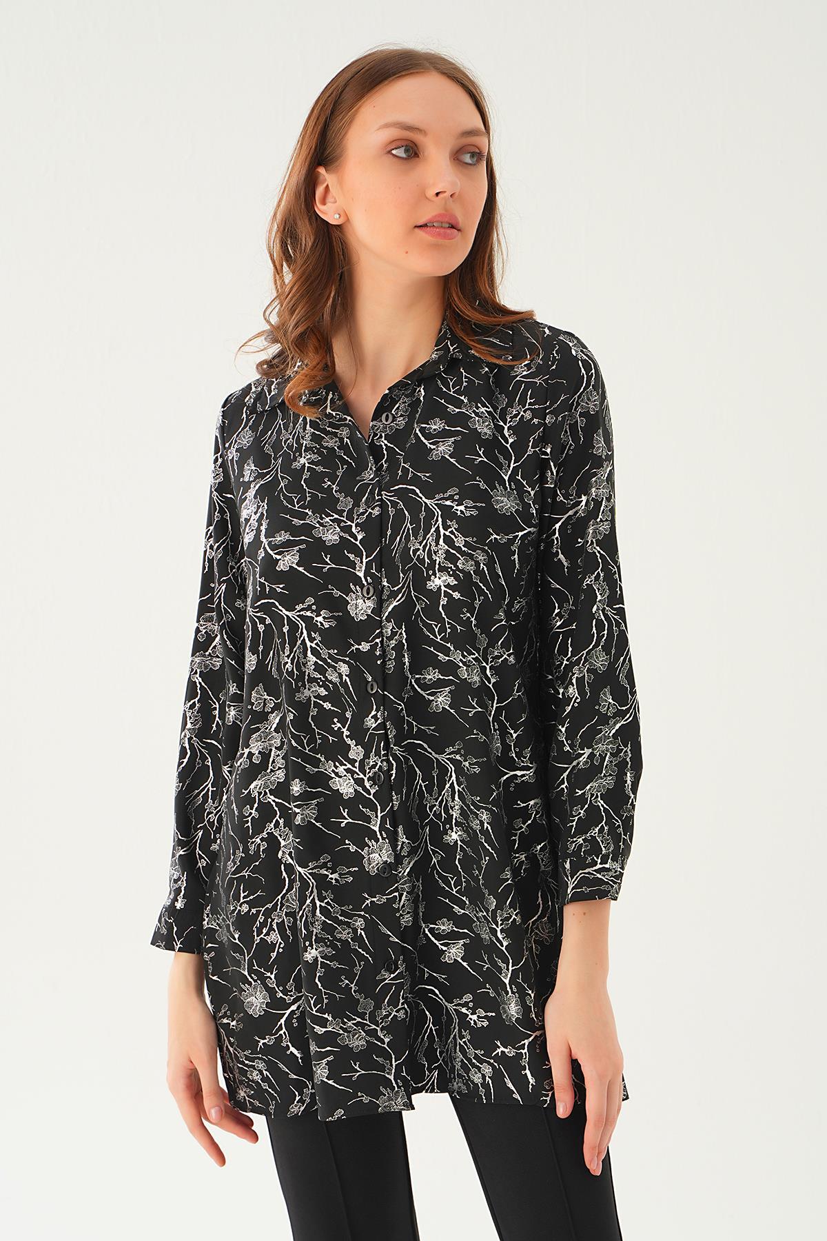 Desenli Salaş Tunik 4233A Siyah - RAYS