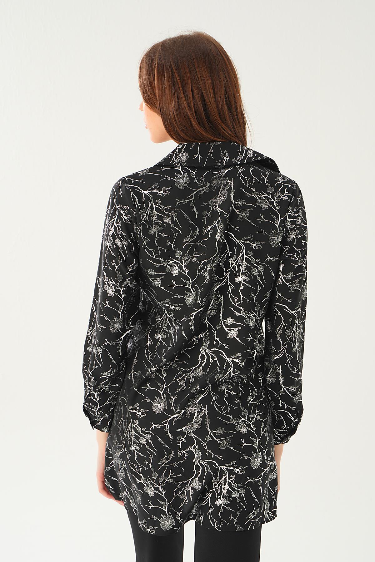 Desenli Salaş Tunik 4233A Siyah - RAYS