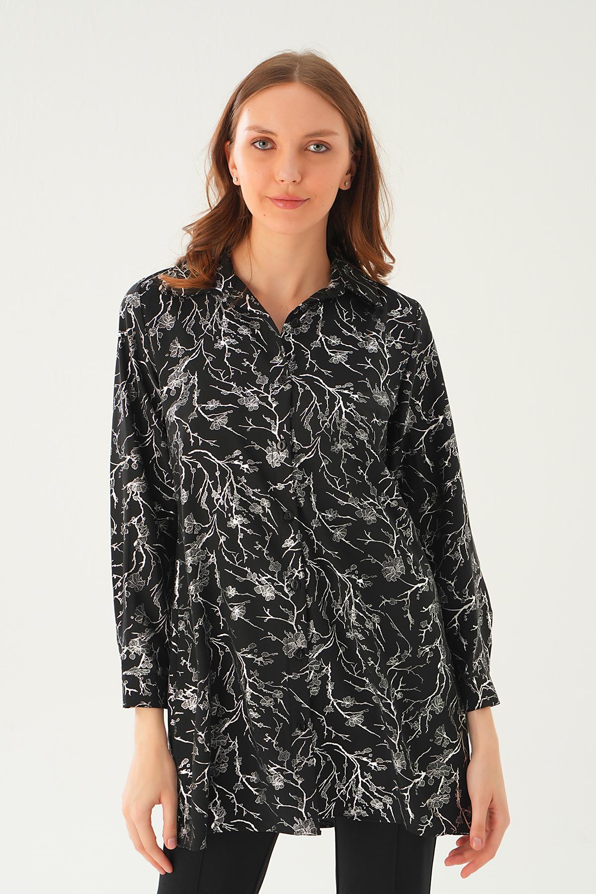 Siyah Desenli Salaş Tunik 4233A - 6