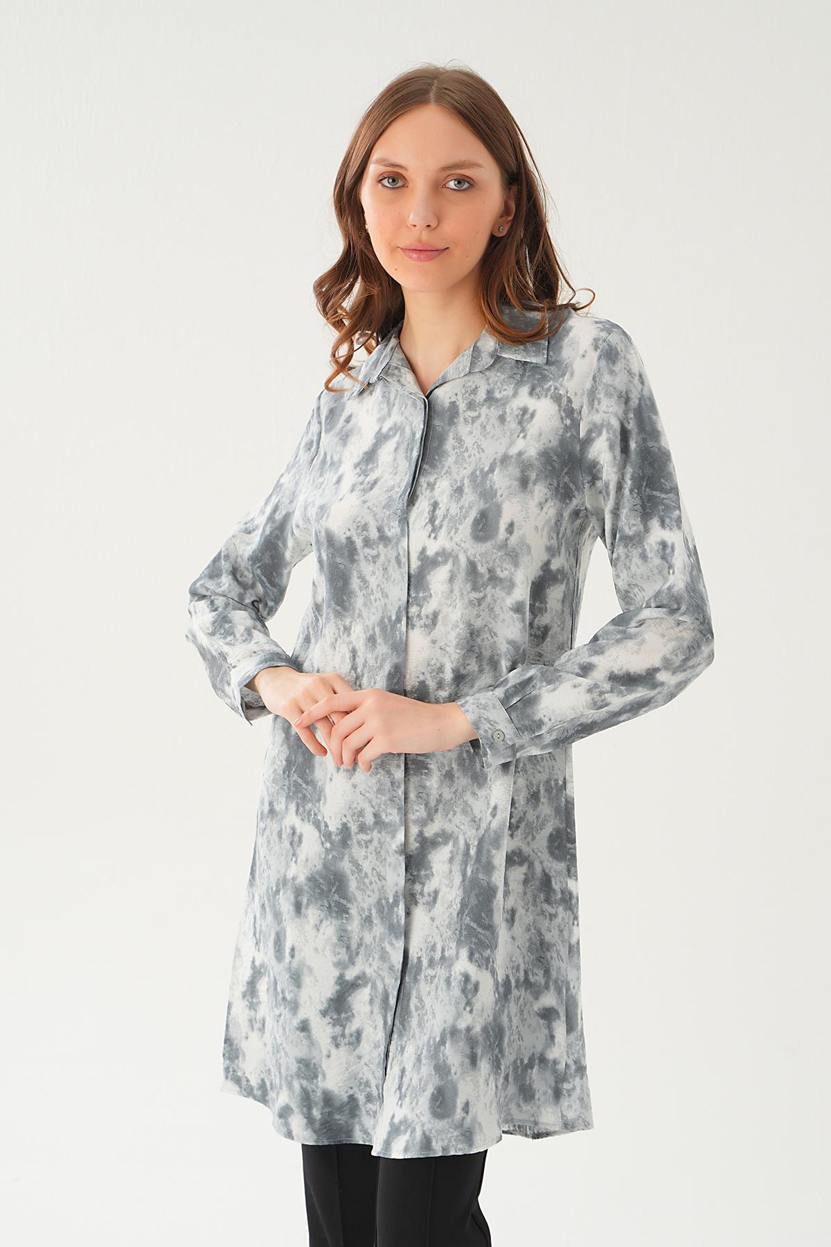 4236A Desenli Tunik Gri 