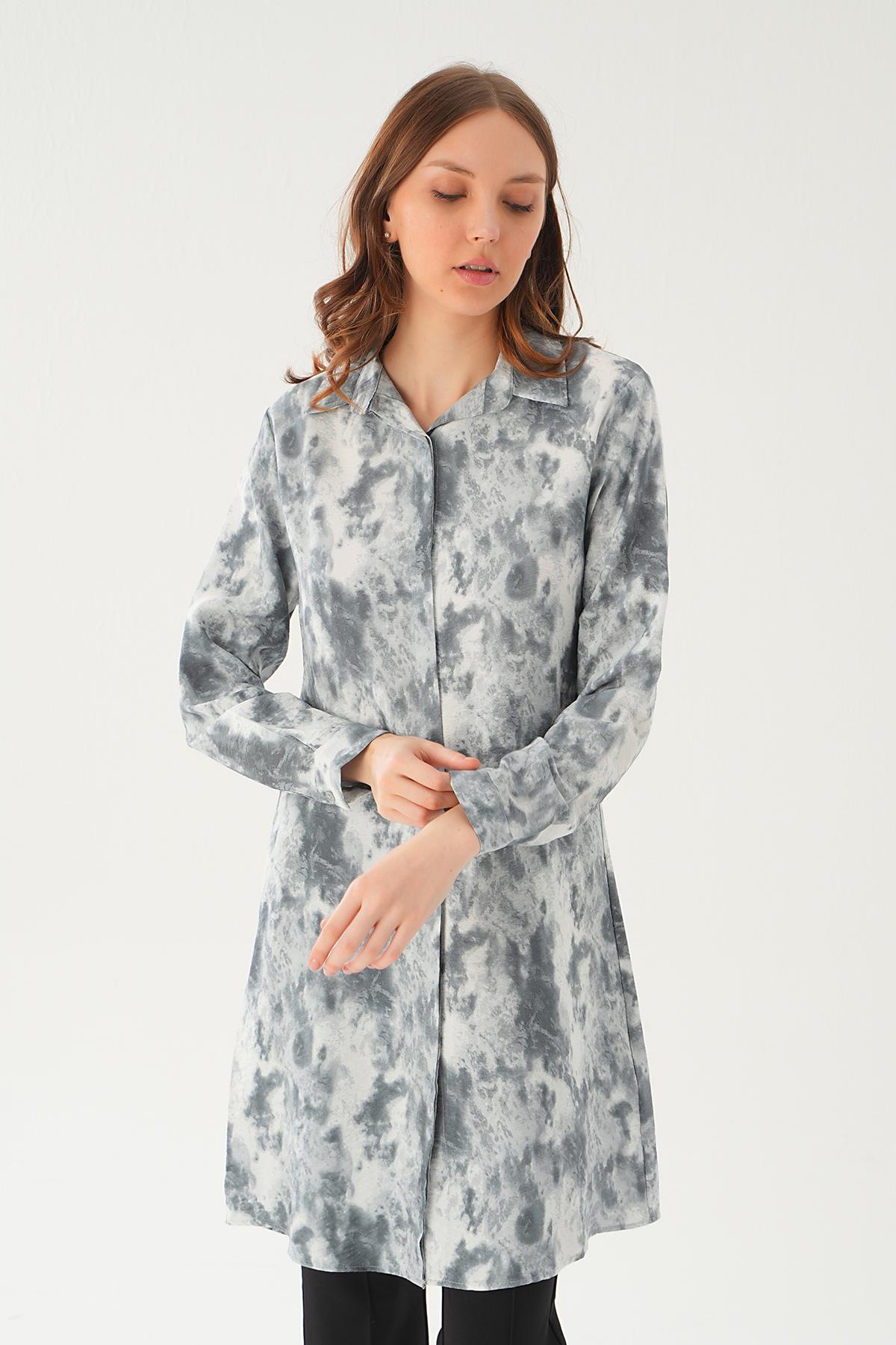 Gri Desenli Tunik 4236A - 2