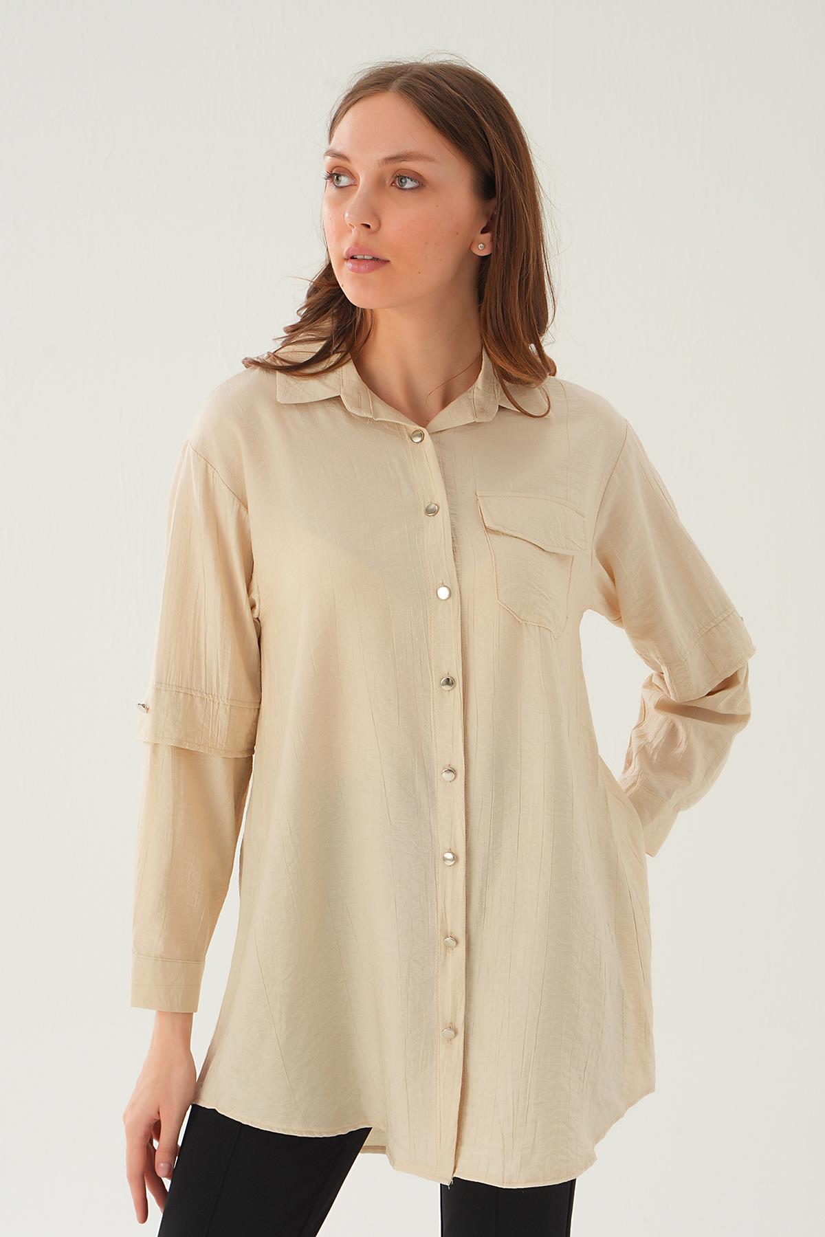 Bej Tek Cep Tunik 4237A - 3