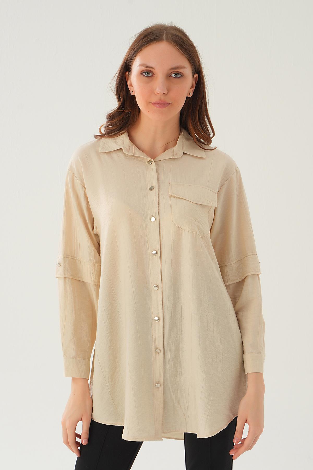 Bej Tek Cep Tunik 4237A - 6