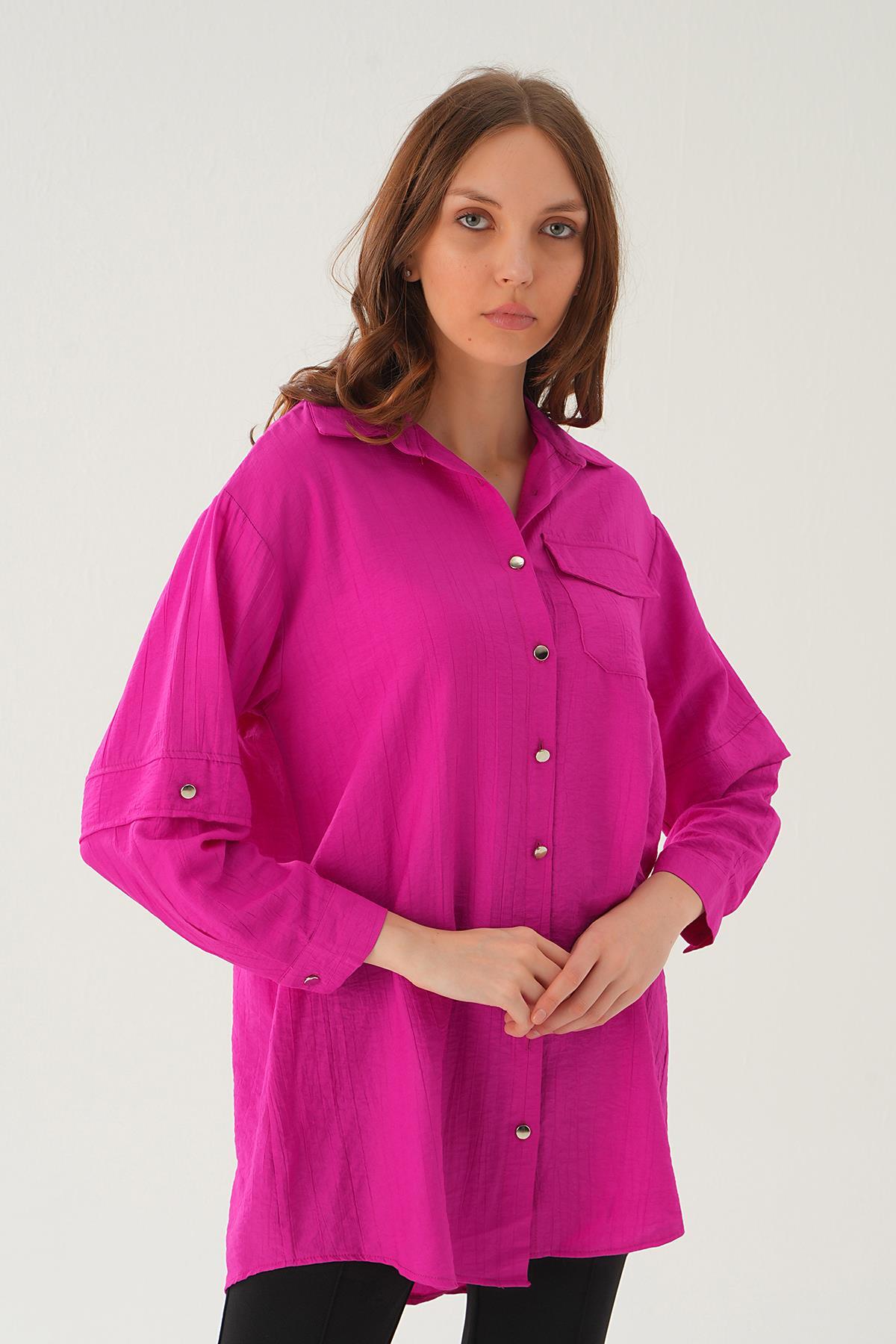 Fuşya Tek Cep Tunik 4237A - 2