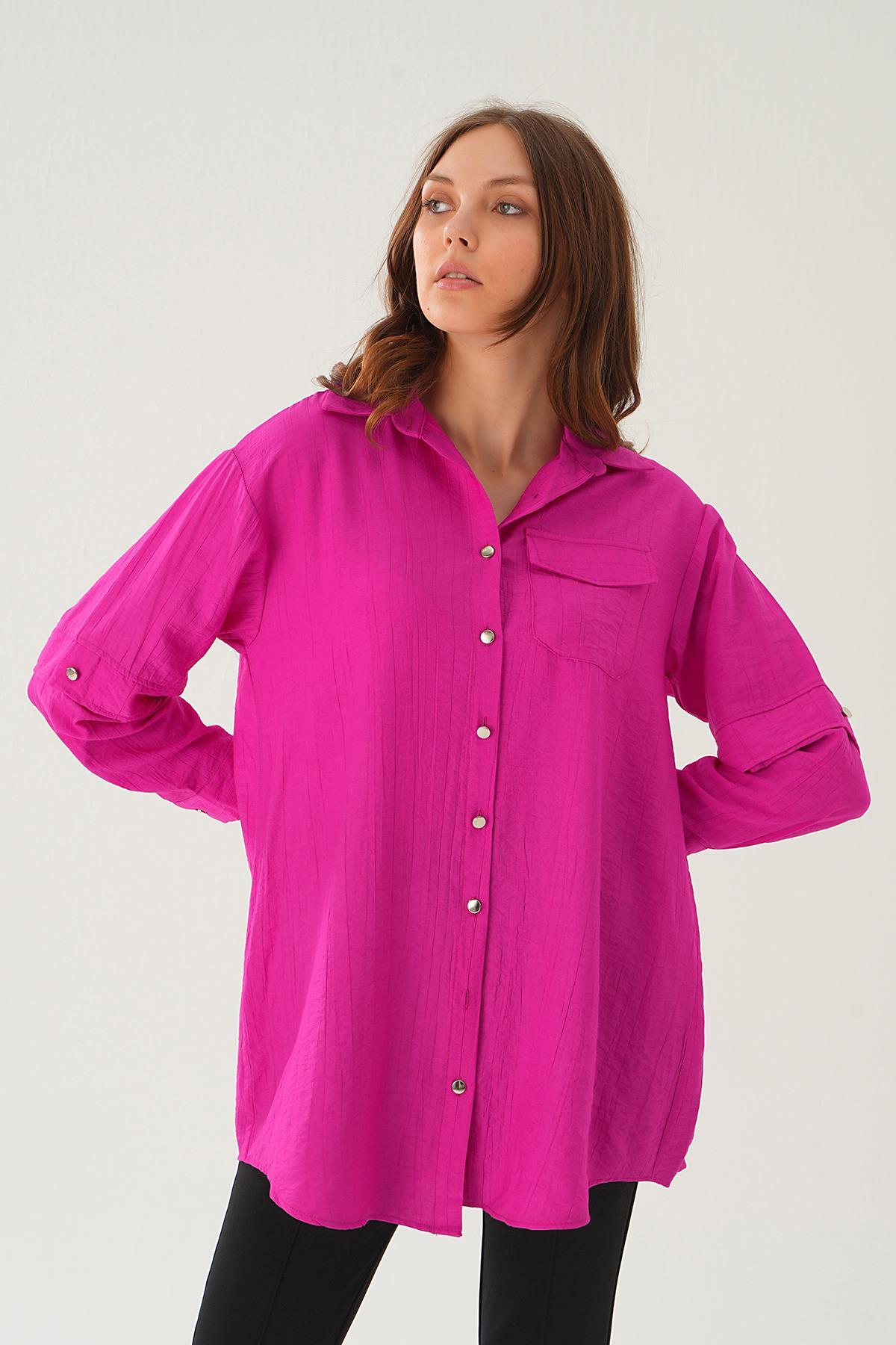Fuşya Tek Cep Tunik 4237A - 4