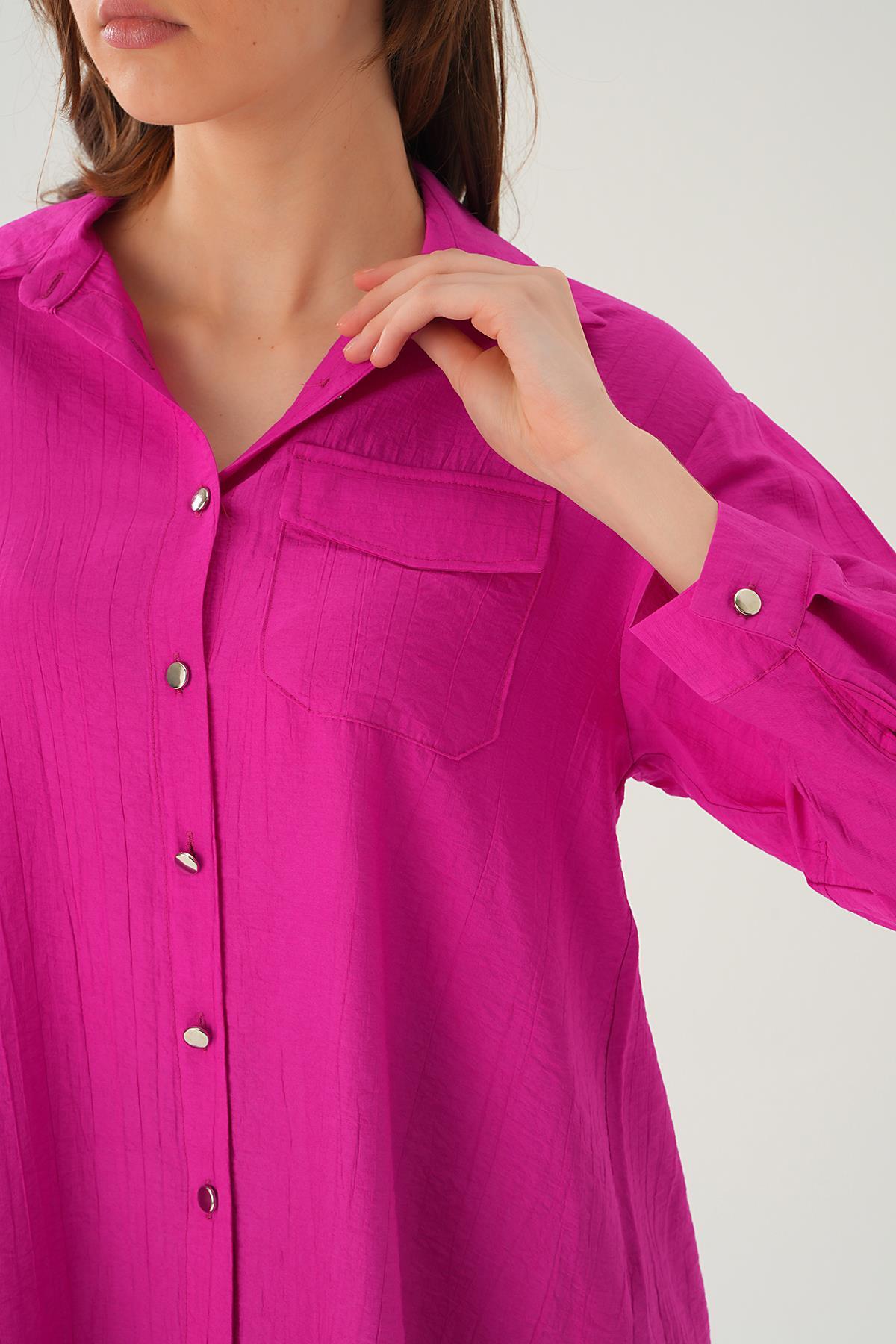 Fuşya Tek Cep Tunik 4237A - 6