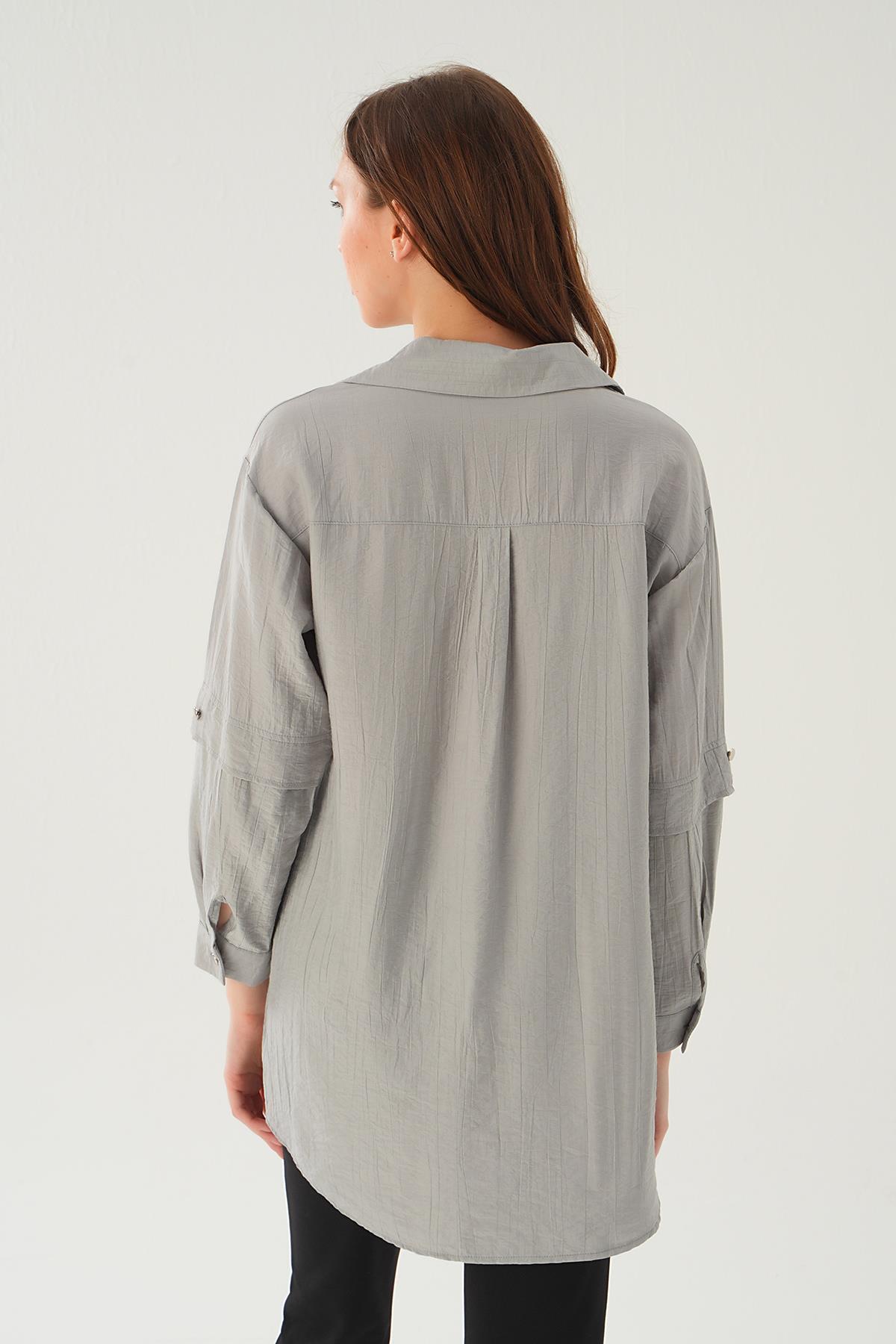 Gri Tek Cep Tunik 4237A - 4