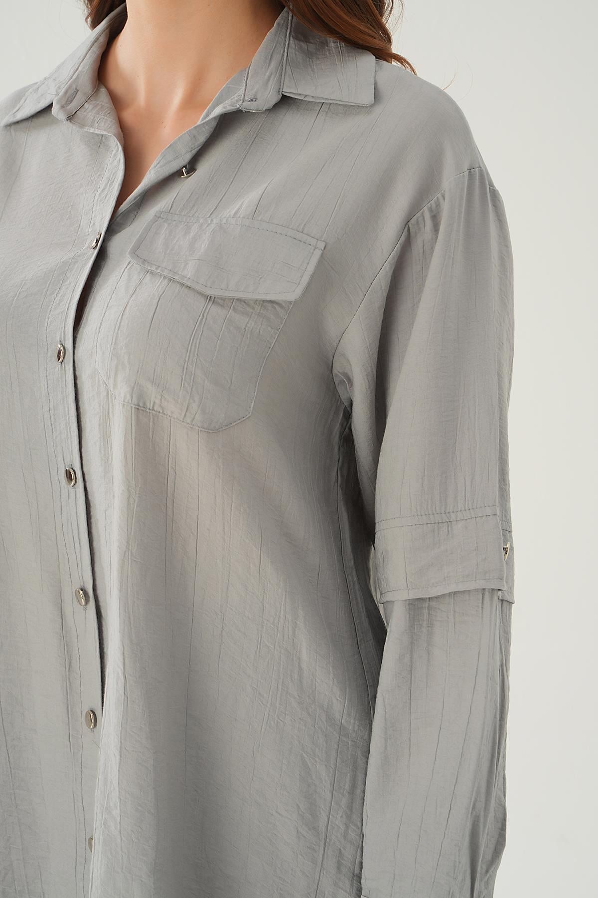 Gri Tek Cep Tunik 4237A - 5