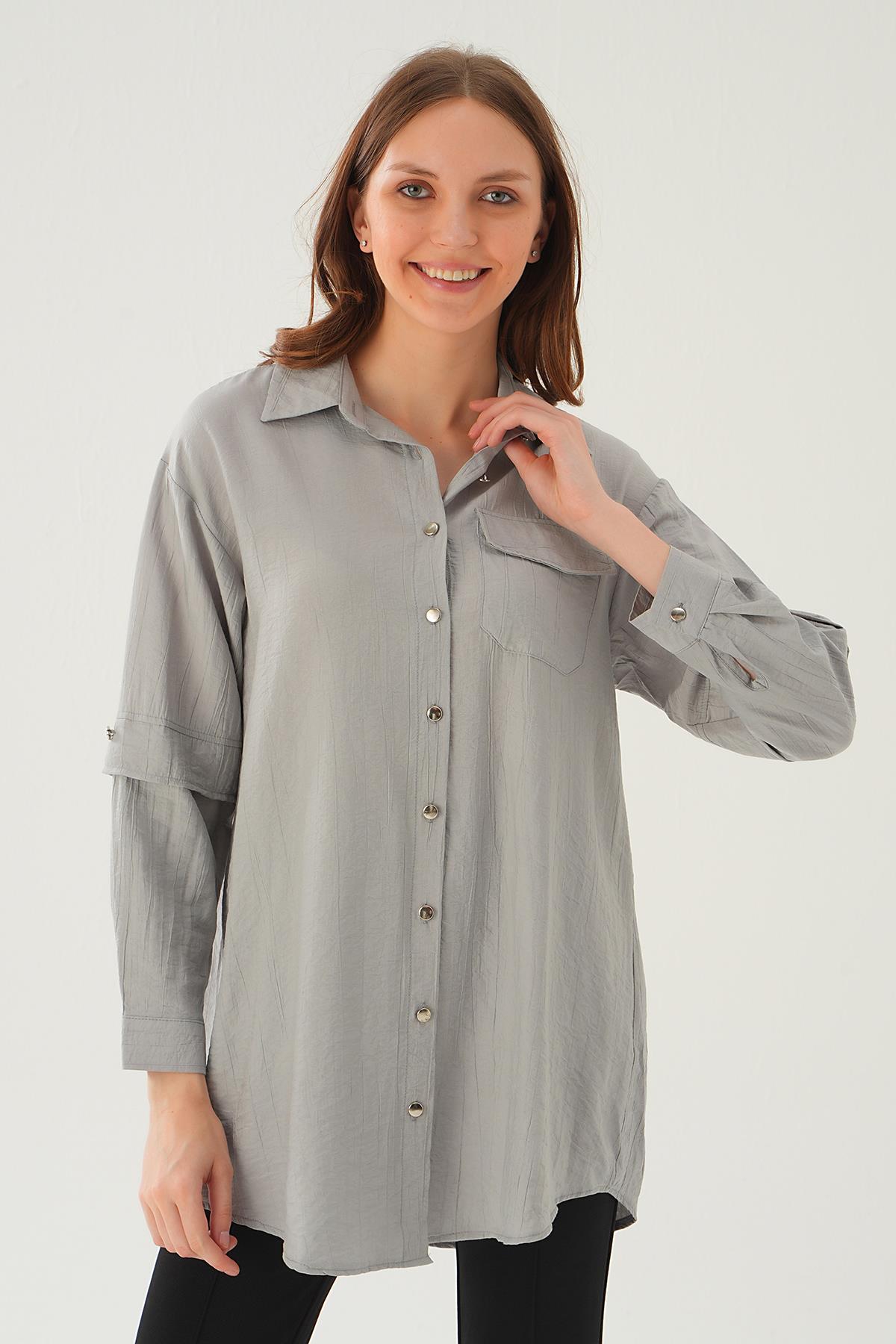 Gri Tek Cep Tunik 4237A - 2