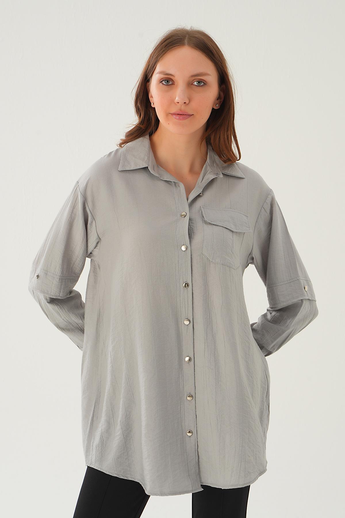 Gri Tek Cep Tunik 4237A - 3