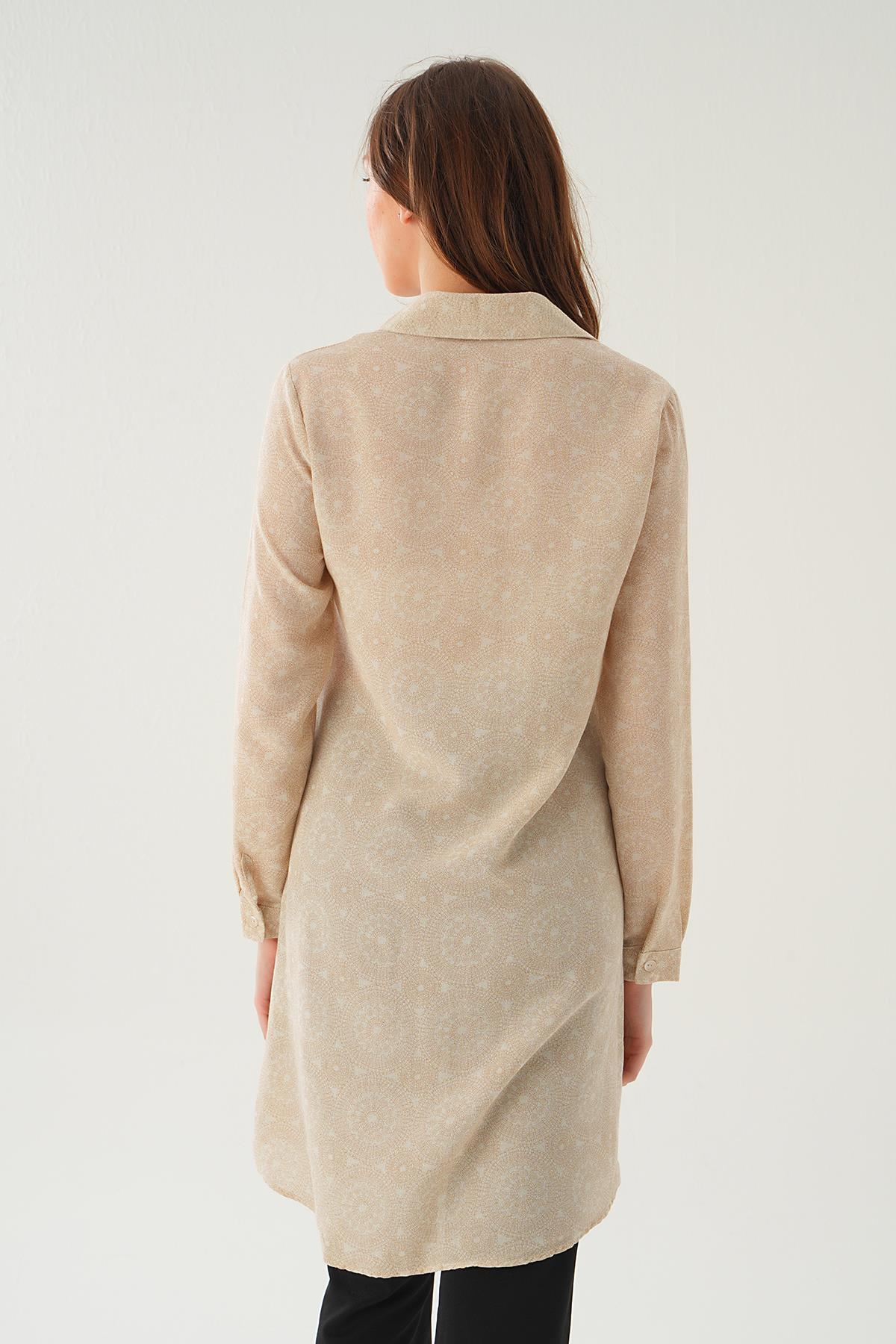 Natural Desenli Uzun Gömlek 4255A - 5