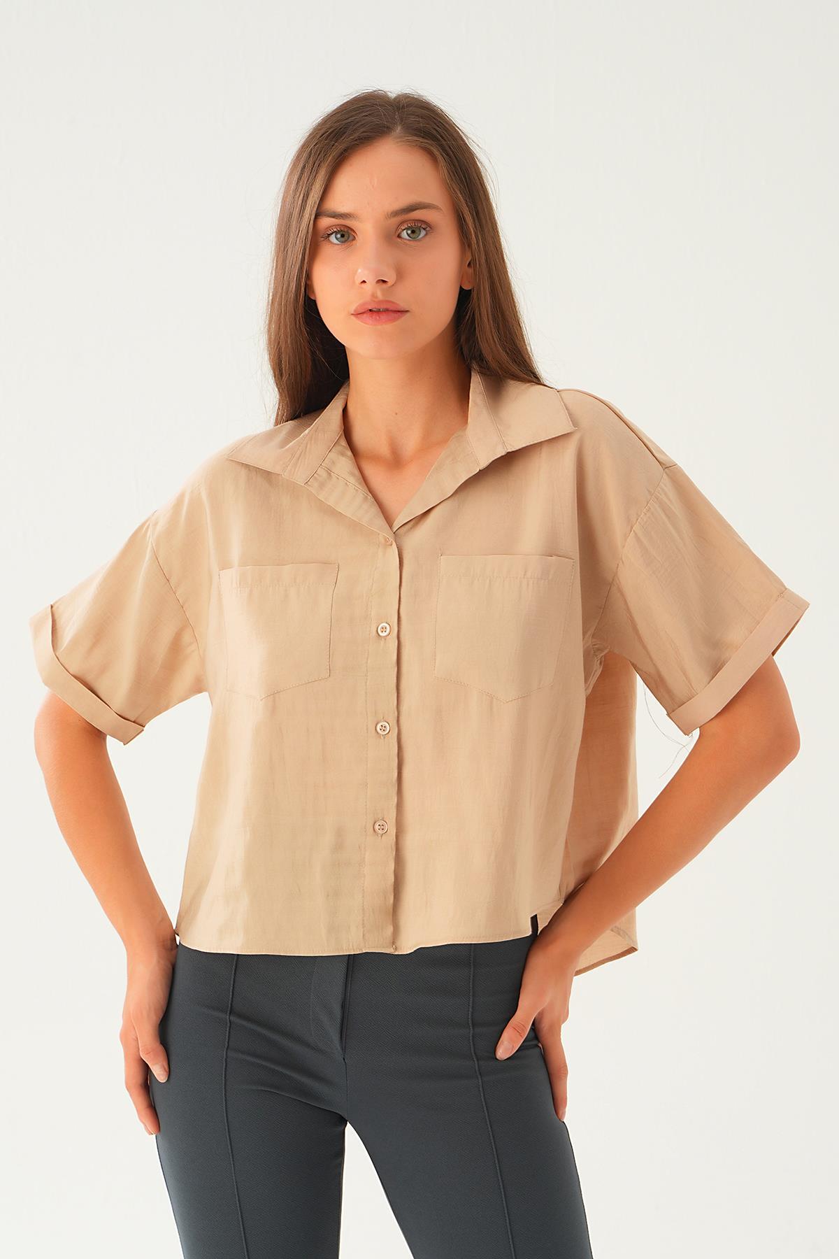 Vizon Çift Cep Kısa Gömlek 4274A 