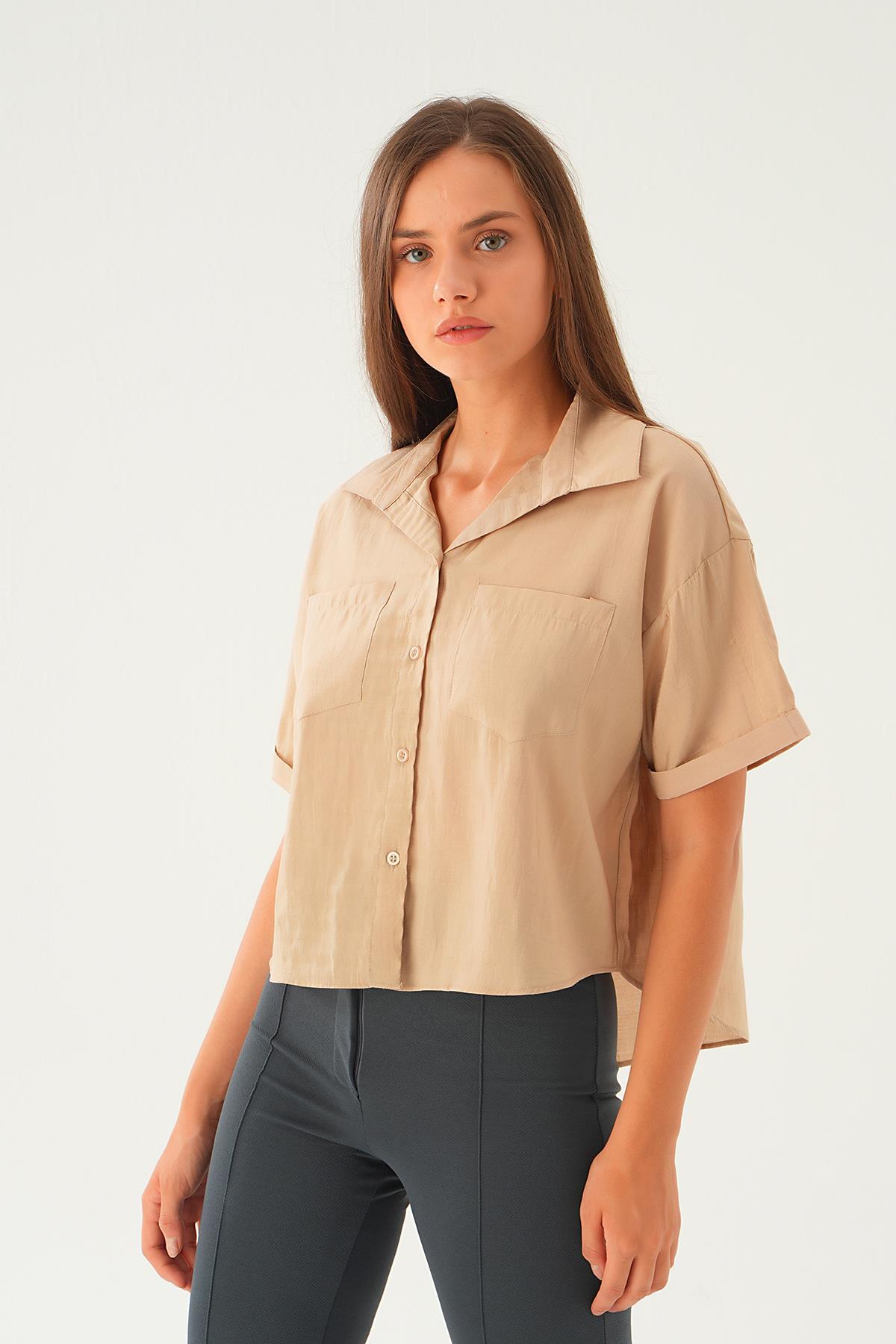 Vizon Çift Cep Kısa Gömlek 4274A - 2