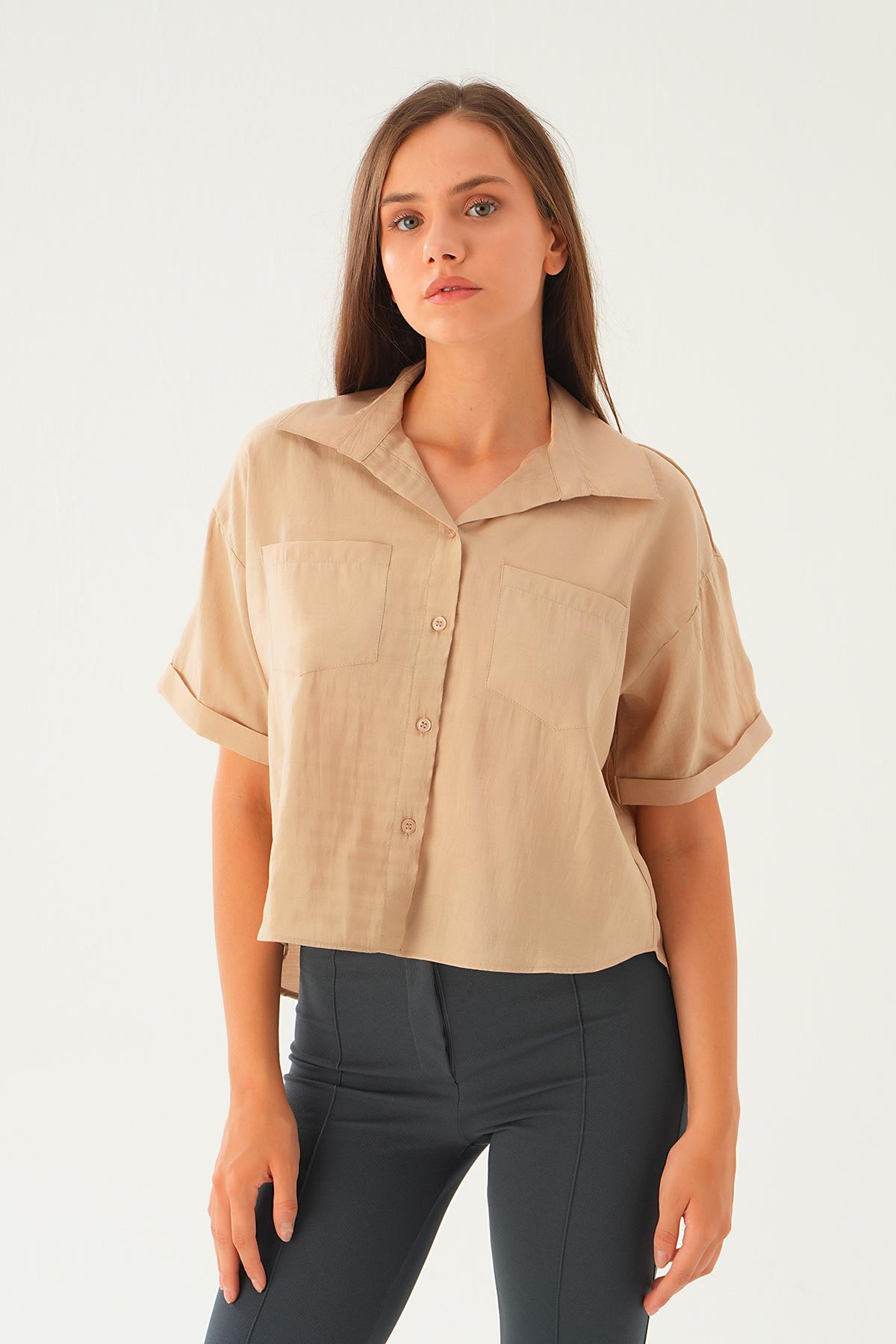 Vizon Çift Cep Kısa Gömlek 4274A - 6