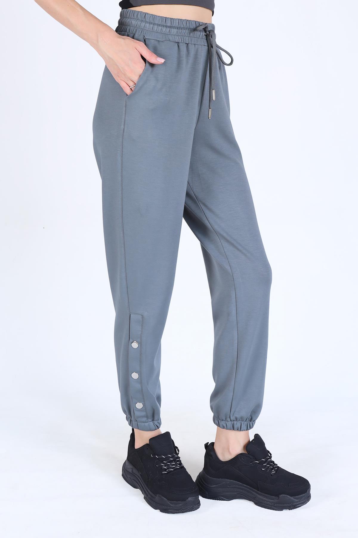 Antrasit Paça Çıtçıtlı Oysho Eşofman 4281A - 2