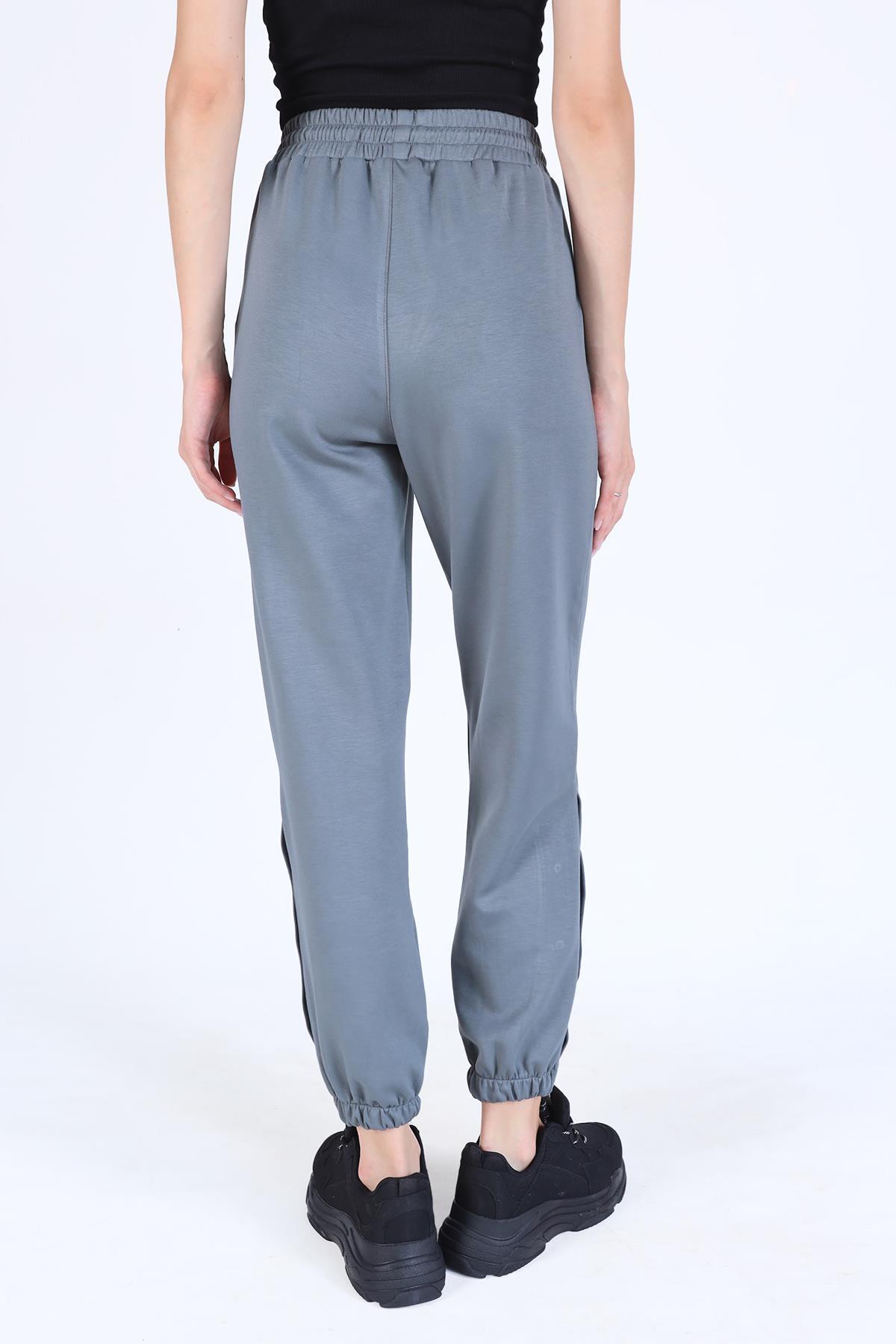 Antrasit Paça Çıtçıtlı Oysho Eşofman 4281A - 5