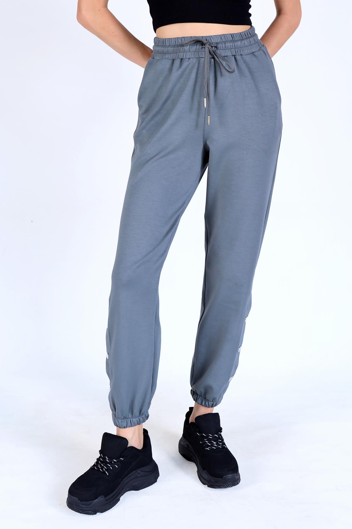 Antrasit Paça Çıtçıtlı Oysho Eşofman 4281A - 6