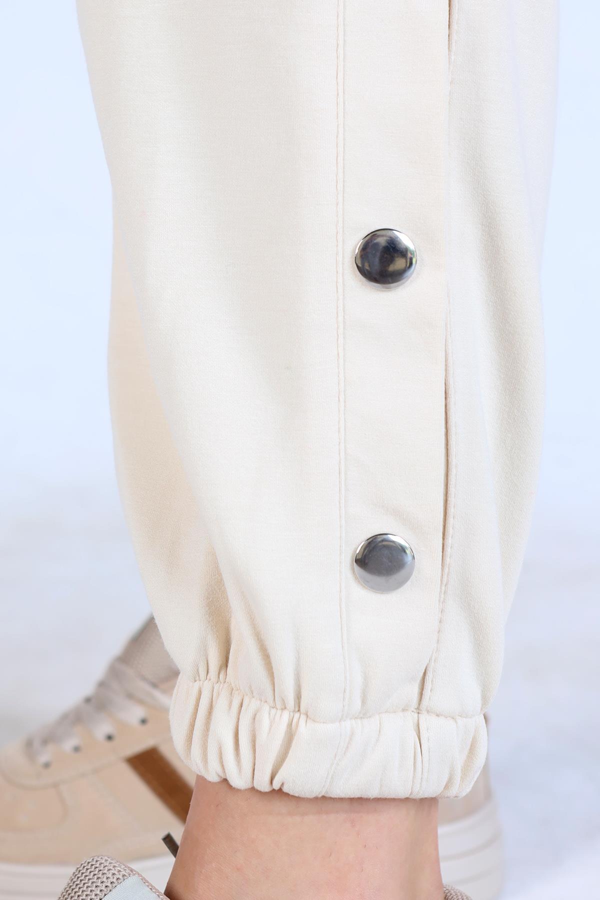 4281A paça Çıtçıtlı Eşofman Bej - RAYS