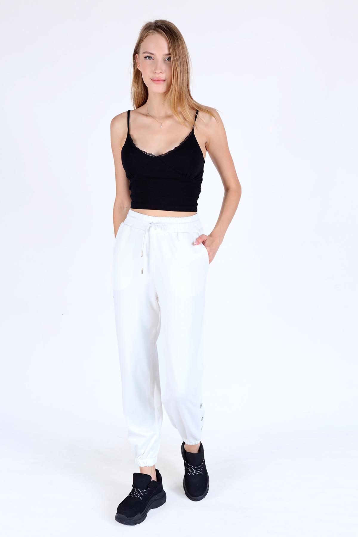 Beyaz Paça Çıtçıtlı Eşofman 4281A - 2