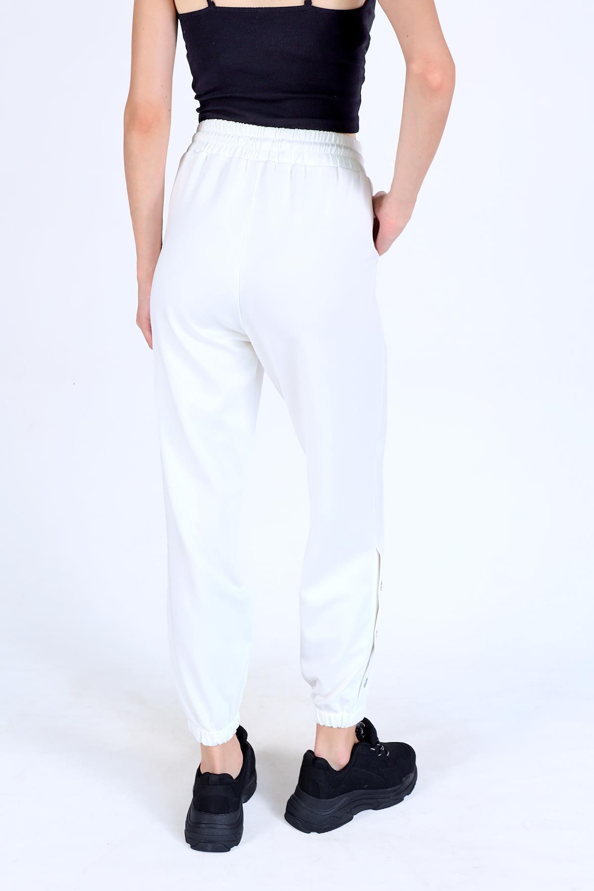Beyaz Paça Çıtçıtlı Oysho Eşofman 4281A - 5