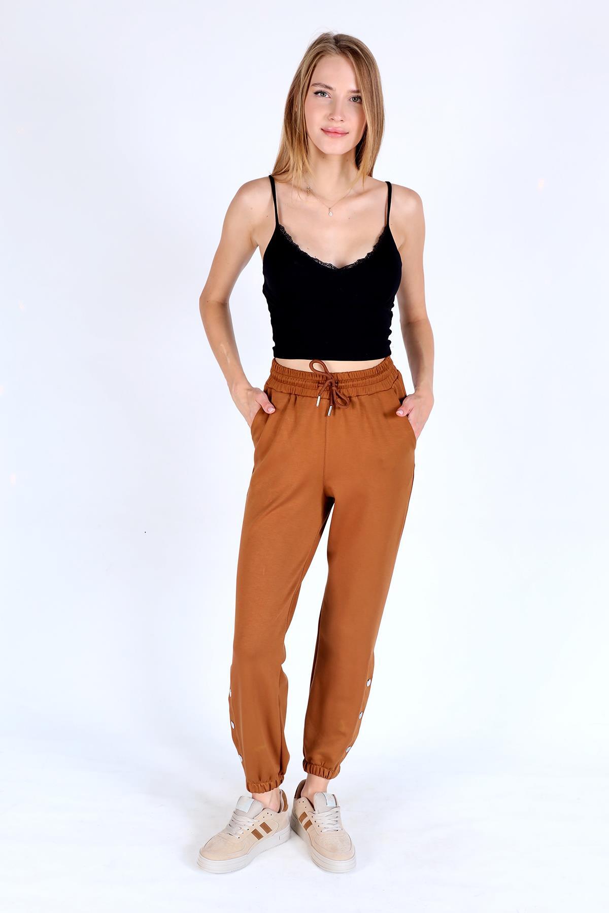 4281A paça Çıtçıtlı Eşofman Taba - 2