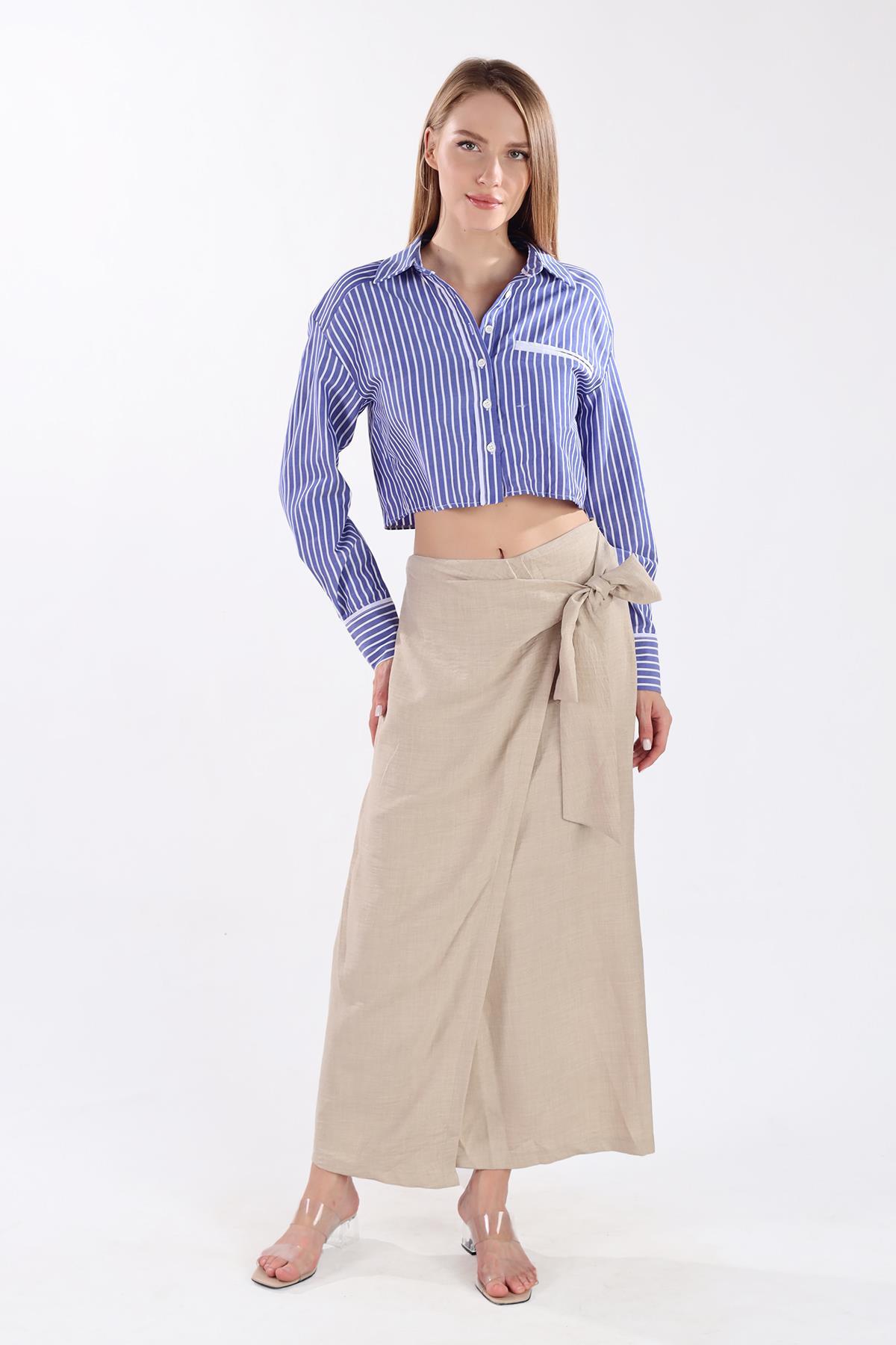 Bej Belden Bağlamalı Etek 4283A 