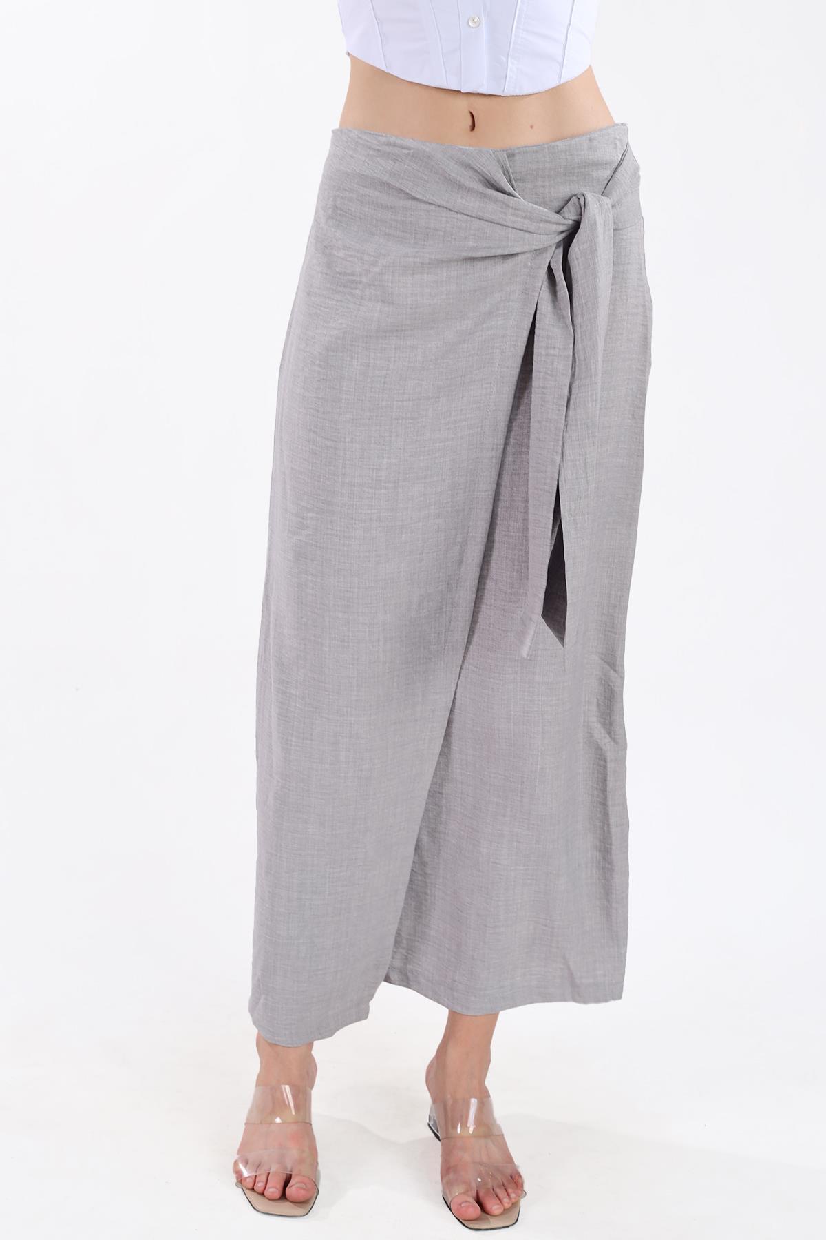 Gri Belden Bağlamalı Etek 4283A 