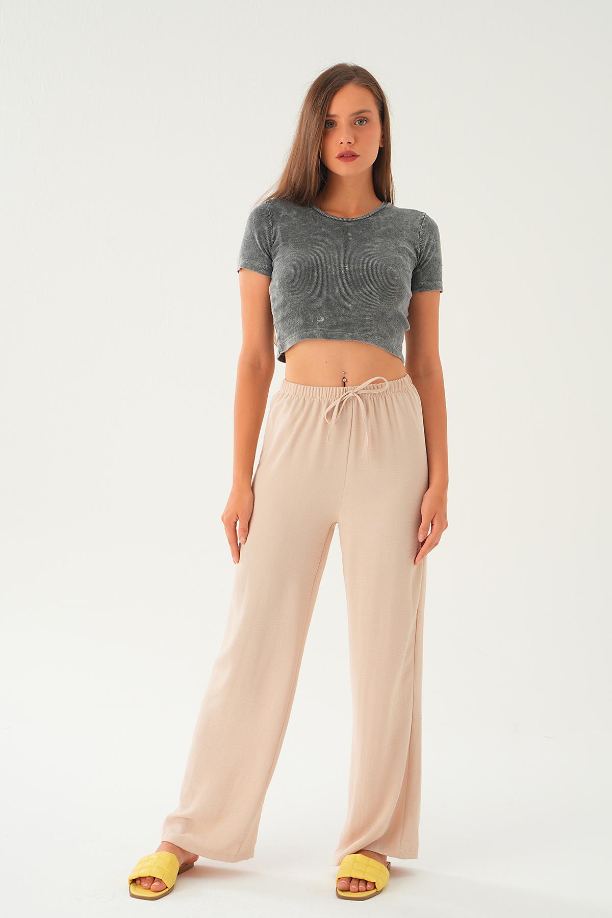 Bej Bol Paça Pantolon 4284A 