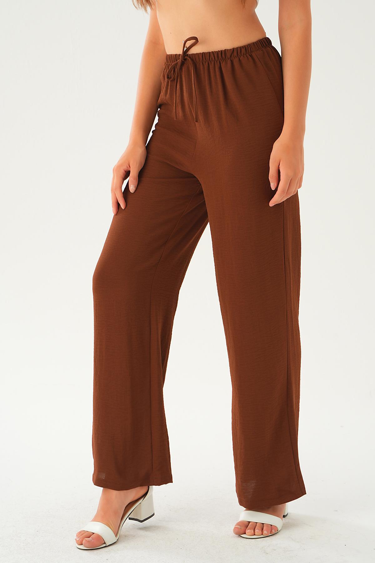 Kahve Bol Paça Pantolon 4284A - 2