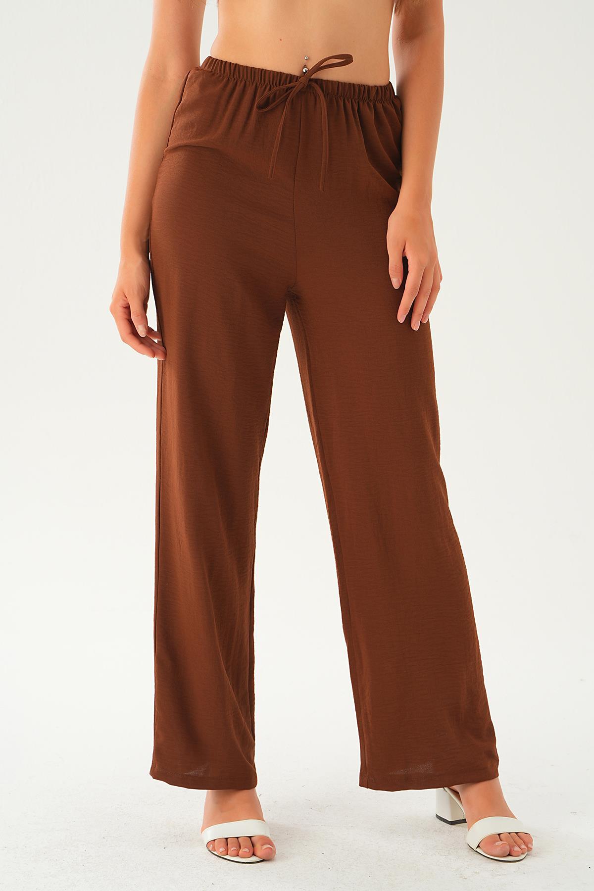 Kahve Bol Paça Pantolon 4284A - 3