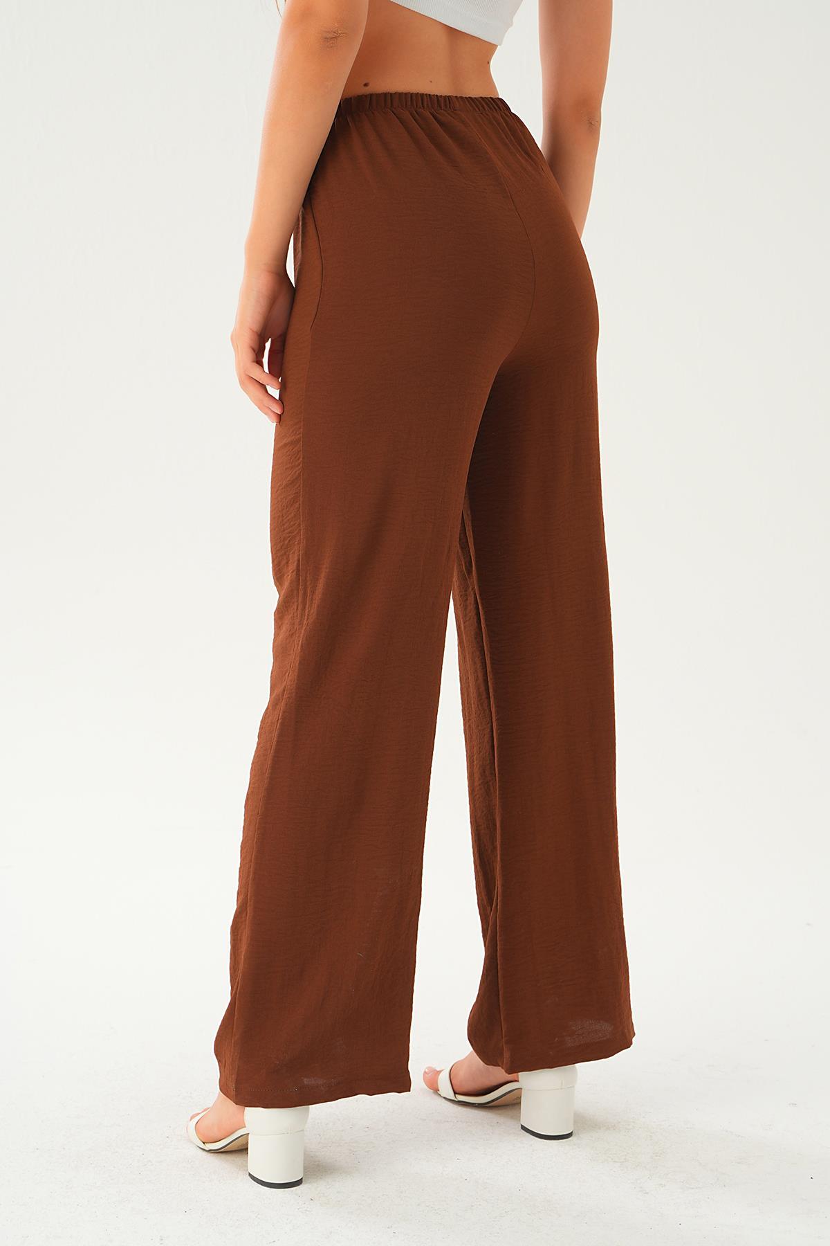 Kahve Bol Paça Pantolon 4284A - 4