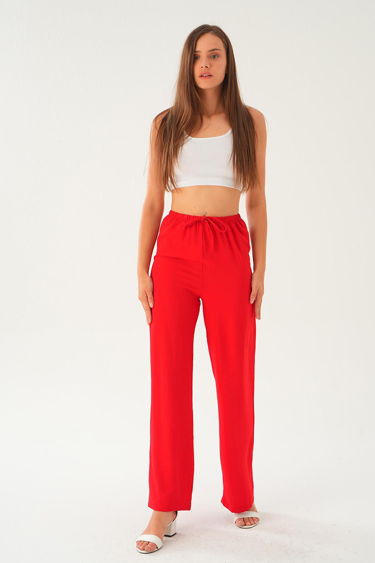 Kırmızı Bol Paça Pantolon 4284A - 2