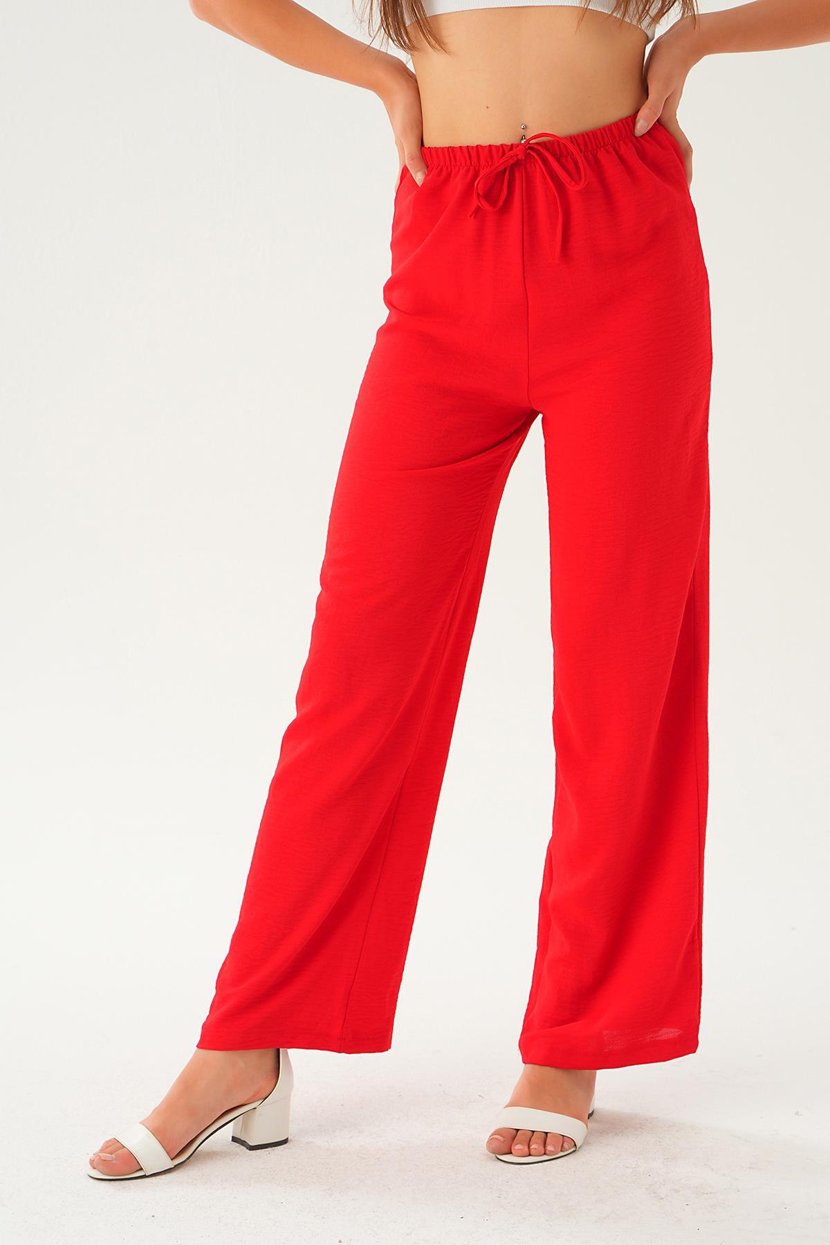 Kırmızı Bol Paça Pantolon 4284A - 3