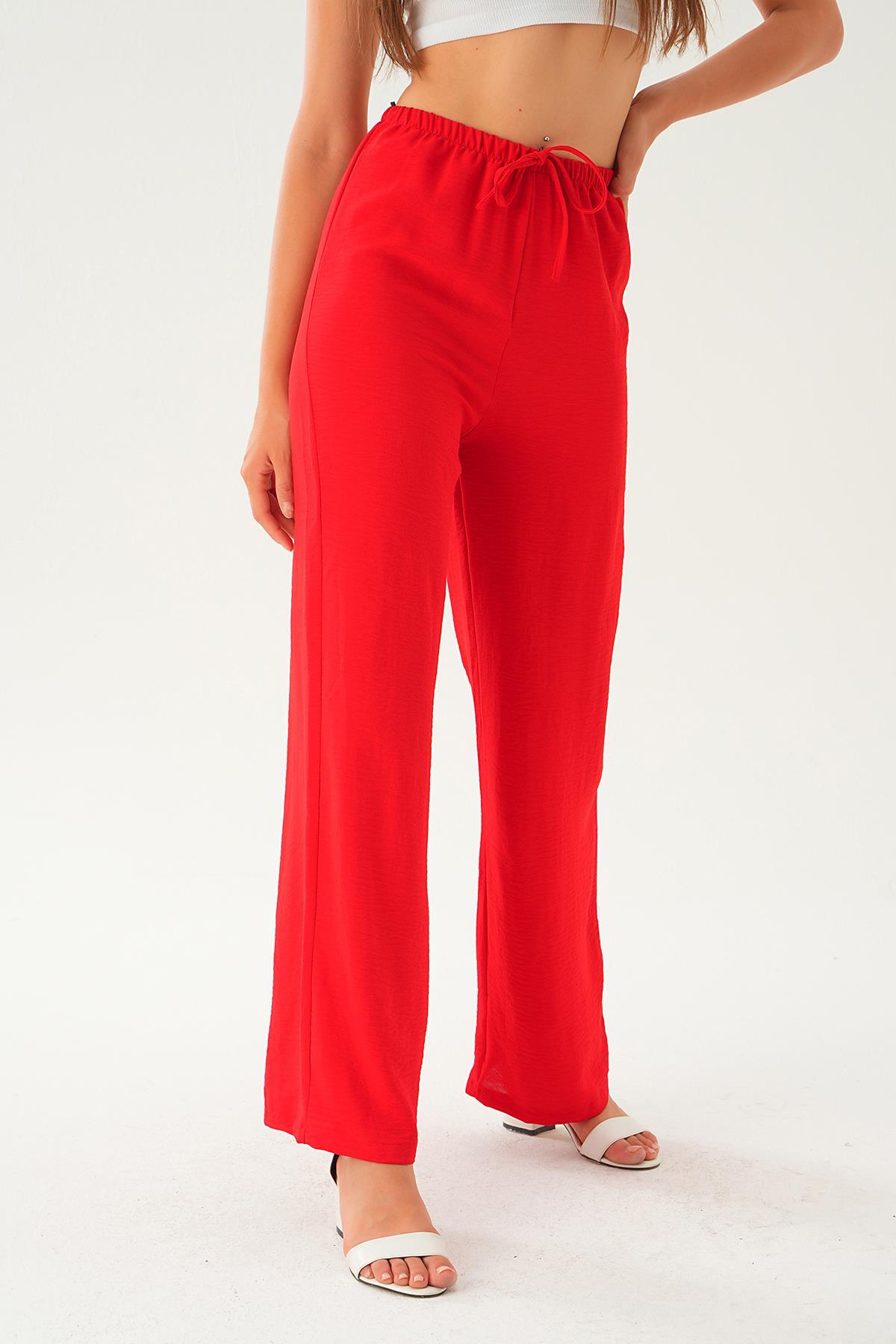 Kırmızı Bol Paça Pantolon 4284A - 4